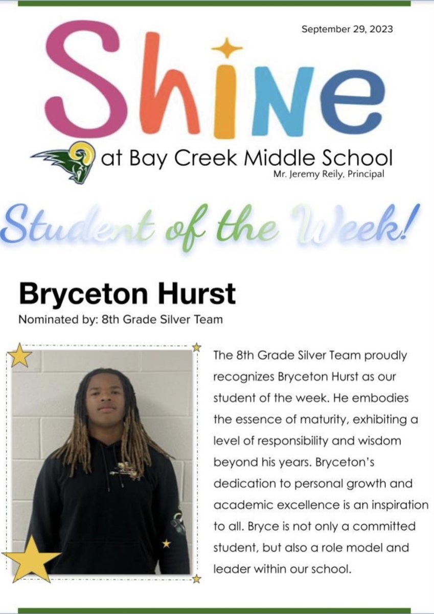 Honored to earn student of the  week ‼️ 📚 “Leave your mark on the day” - wiseman @grayson_fb #4theG #keepworking #justwork #beyourself #iamwhoithinkiam #whynot #whynotyou #1of1 #godschild #godsplan #agtg #studentathlete #highcharacter #leadership #setthestandard @CoachGCarswell