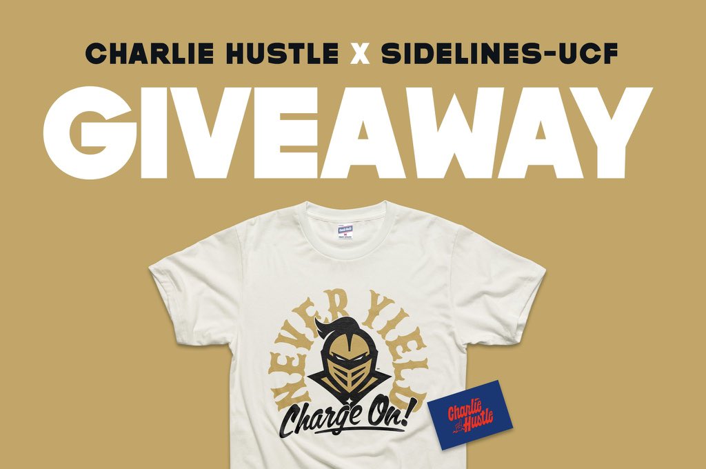 SSN_UCF's tweet photo. We're teaming up with @charliehustleco to give away a t-shirt from their new UCF collection. 

✅ Follow me
✅ Follow their account
✅ RT
✅ Predict final score vs Baylor

The 1st person to exactly hit the final score wins. 1 guess per account &amp; must be in by kickoff. #BeatBaylor https://t.co/M8u0mkTOcP