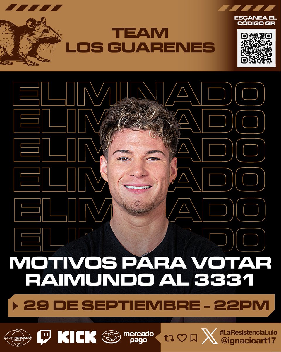 CHARLEYS001's tweet photo. RT @ignacioart17: 📢 INICIO DE CAMPAÑA ESTA NOCHE
#LaResisteciaLulo #TheLulosShow #RaimundoAl3331 https://t.co/QfSXOiZYR4