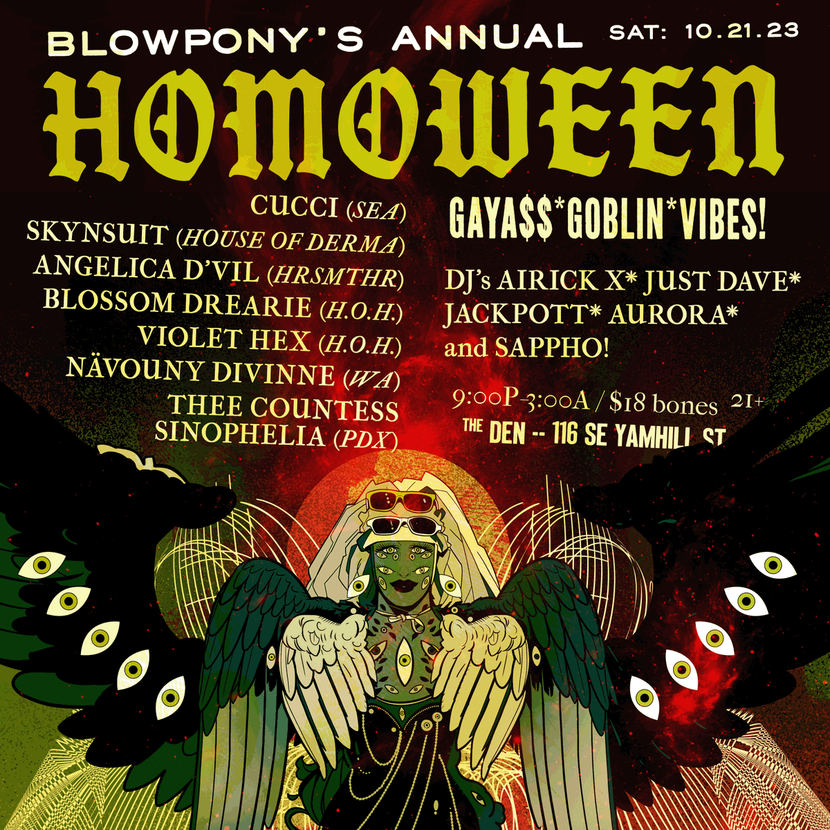 10.21.23 BLOWPONY's Annual HOMOWEEN PDX #blowpony #homocult #fierce #homoween #queer #queeraf #queerevents #queerartist #queernightlife