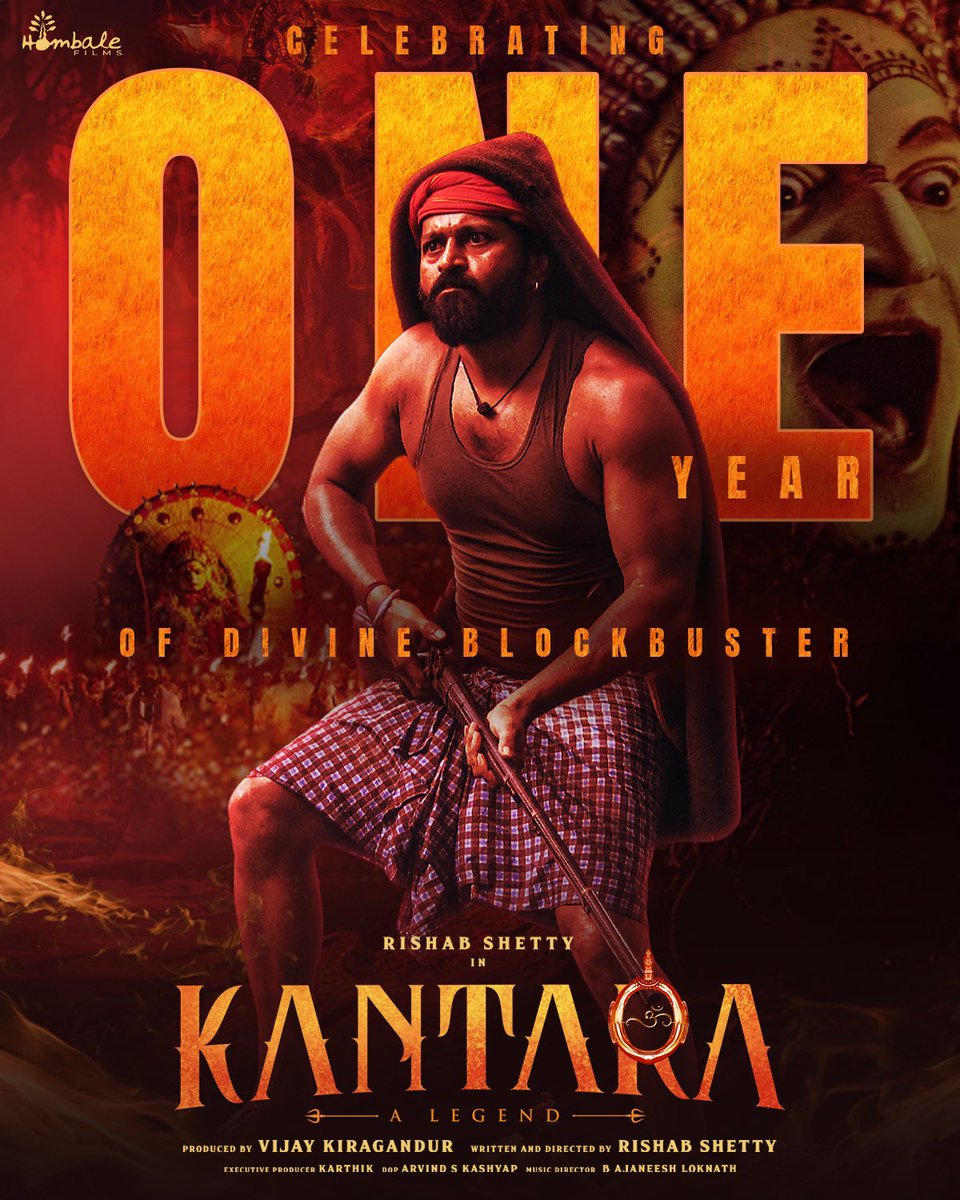 Celebrating one-year of the Divine Blockbuster - #Kantara ❤️‍🔥 A very special film that we’ll always cherish. Our heartfelt gratitude goes out to the incredible audience who turned it into an epic blockbuster. Thank you for an unforgettable year. The jubilations continue to…