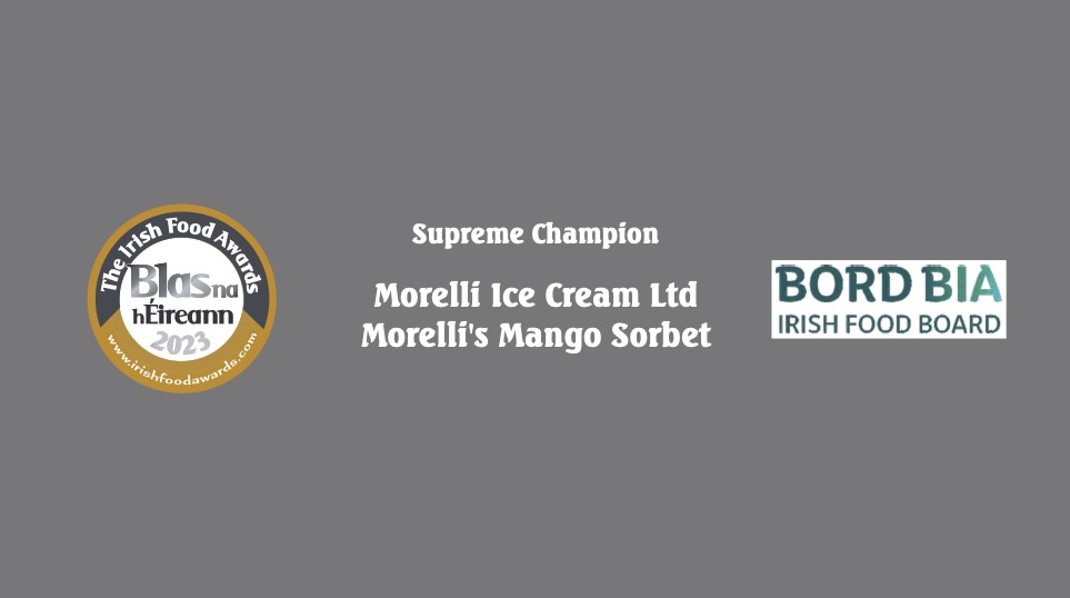 And finally the #Blas2023 Supreme Champion has been announced and is supported by @bordbia Congratulations to - @Morelli_1911 Morelli Ice Cream Ltd for their Morelli's Mango Sorbet Details of all the #Blas2023 winners are on our website. bit.ly/48rpuh8