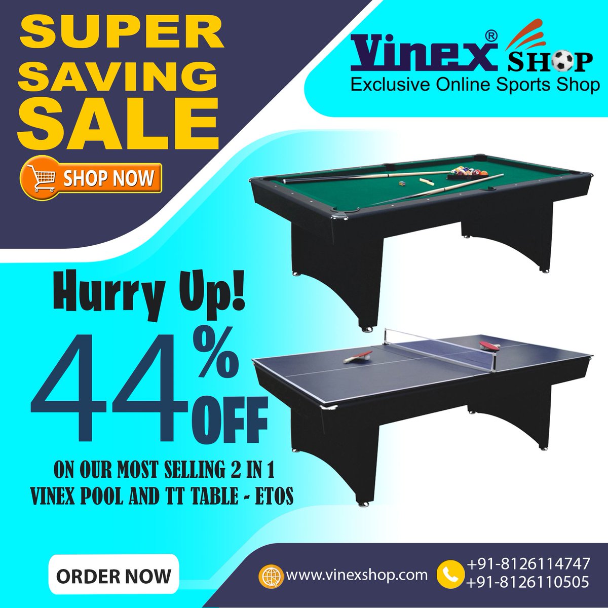 VinexSportsNets's tweet photo. Flat 44% Off on Combo Vinex 2 in 1 Pool & TT Table- Etos. #PoolTable made of MDF with good quality fabric on top. Levelers for level adjustment for a genuine playing experience. #TTTable made of laminated MDF.
πΆππ
ππ πΆπππππ ππ : https://t.co/bJXt6zXLKW https://t.co/GOzzweJtCl