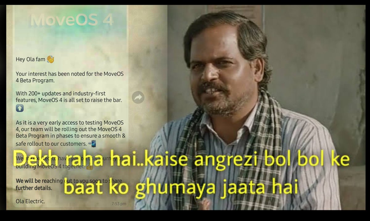 Dekh Raha hai Vinod ?

<a href="/bhash/">Bhavish Aggarwal</a> <a href="/OlaElectric/">Ola Electric</a> <a href="/Khalidaaalbadri/">Khalida Albadri</a> <a href="/suvonilc/">Suvonil Chatterjee</a> Bhaiya update kab milega ??