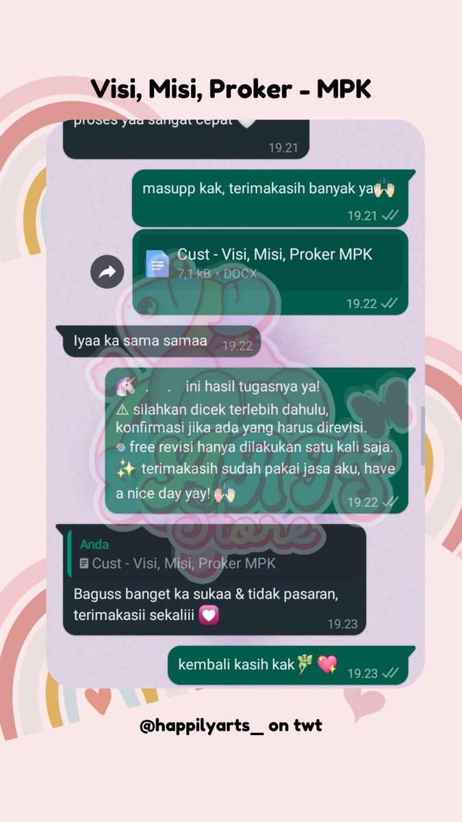 🌷 Testi

247. Uraian - Ginjal
248. Uraian - Fisika
249. Puisi 1 Bait 
250. Visi, Misi, Proker MPK

🎠 pena-joki by happilyarts 
✨ thankyou for trusting me
💌 DM/WA for order
#byarts