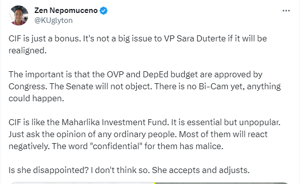 RommelFLopez's tweet photo. Yun na pala bagong tawag sa Confidential Funds?

BONUS. https://t.co/WEVIx8ONHs