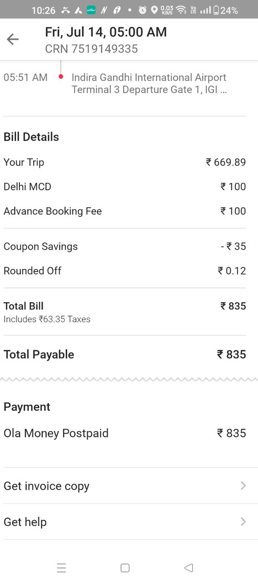 ankit1485's tweet photo. @Olacabs @ola_supports @CMOfficeUP @PMOIndia after paying the complete amount still ola customare care is doing harrasment call daily for payments and none of there representative comes on call..request @CMOfficeUP to take proper action against this ola company. https://t.co/hBiGjEEg1V