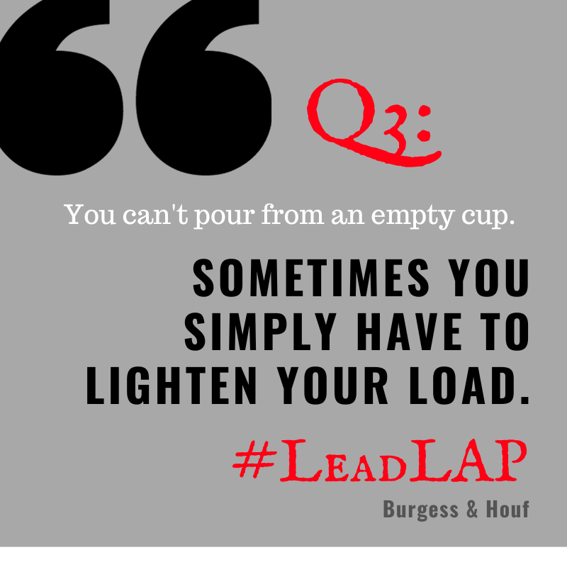 BethHouf's tweet photo. Q3: How do you make self-care a reality? #LeadLAP https://t.co/XiKKdwQ5Gt