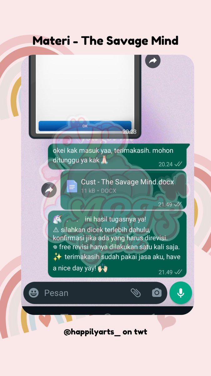 🌷 Testi

275. Makalah - Klimatologi
276. Dapus 35 Jurnal
277. Materi - Review Buku

🎠 pena-joki by happilyarts 
✨ thankyou for trusting me
💌 DM/WA for order
#byarts