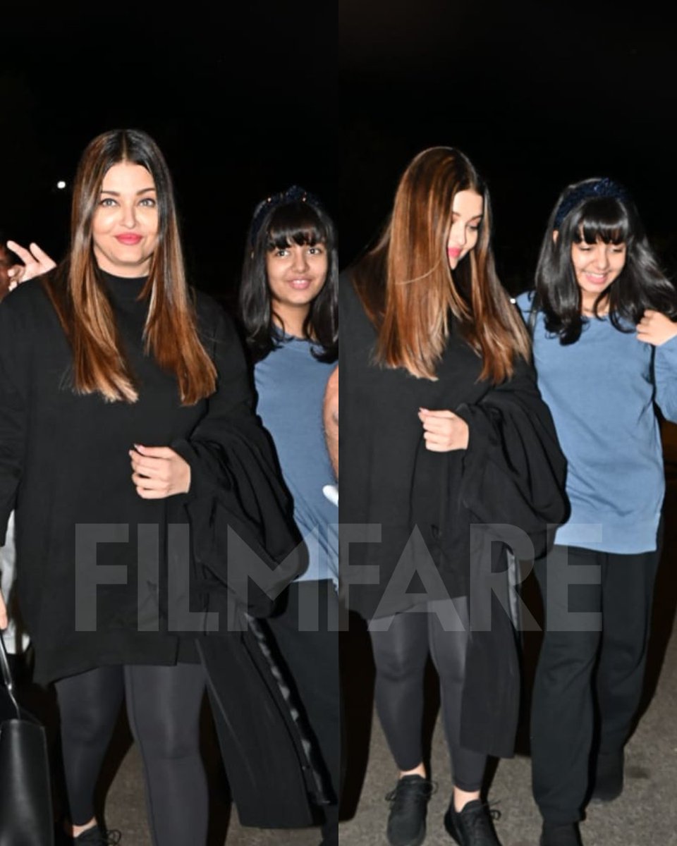 #AishwaryaRaiBachchan and #AaradhyaBachchan were clicked at the airport last night. ❤️