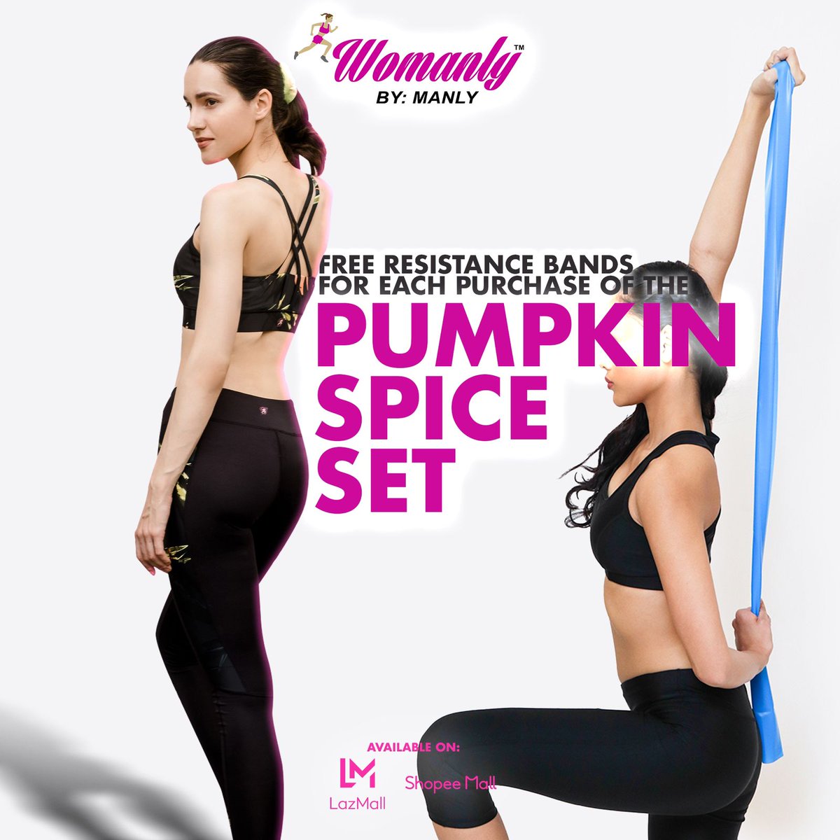 WomanlyM's tweet photo. Give your workout a boost with these cute athleisure wear sets-available in three different prints 🥥🎃🍭

Each Athleisure wear set comes with a free set of Womanly Resistance Bands so you can still look cute even while breaking a sweat. https://t.co/IXUmP359Ja