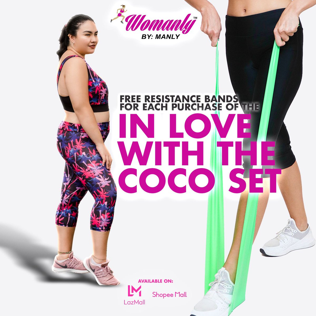 WomanlyM's tweet photo. Give your workout a boost with these cute athleisure wear sets-available in three different prints 🥥🎃🍭

Each Athleisure wear set comes with a free set of Womanly Resistance Bands so you can still look cute even while breaking a sweat. https://t.co/IXUmP359Ja
