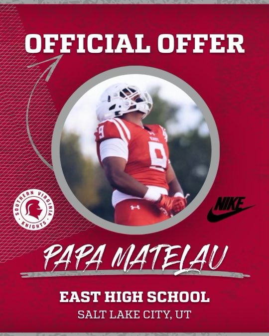 Papa Matelau (@pmatelau8) on Twitter photo After a great conversation with <a href="/CoachP_Anderson/">Paul Anderson</a> , I’m grateful to have received an offer fromSouthern Virginia university! <a href="/CoachKofe/">Coach Kofe</a> <a href="/SLCEastHighFB/">EAST HIGH LEOPARDS</a> <a href="/CoachBMatich/">Brandon Matich</a> After a great conversation with <a href="/CoachP_Anderson/">Paul Anderson</a> , I’m grateful to have received an offer fromSouthern Virginia university! <a href="/CoachKofe/">Coach Kofe</a> <a href="/SLCEastHighFB/">EAST HIGH LEOPARDS</a> <a href="/CoachBMatich/">Brandon Matich</a>