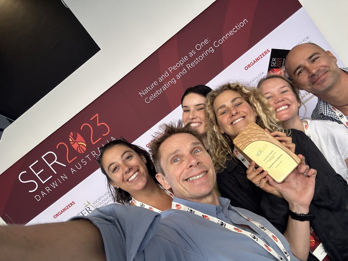 #SER2023 So thrilled our <a href="/CoralNurture/">Coral Nurture Program</a> was recognized with a regional award for all the pioneering efforts implementing community-driven restoration of the #GreatBarrierReef and supporting advances to global reef restoration <a href="/CORDAP_/">G20 CORDAP</a> <a href="/CoralConsortium/">Coral Restoration Consortium</a> <a href="/UNEP/">UN Environment Programme</a> #GenerationRestoration