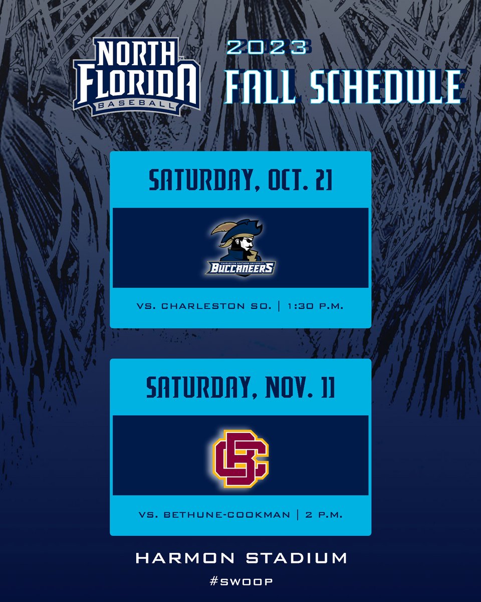 ✌️ chances to see the Ospreys at Harmon this fall ❕

⚾️ vs. Charleston Southern (Oct. 21)
⚾️ vs. Bethune-Cookman (Nov. 11)

#SWOOP