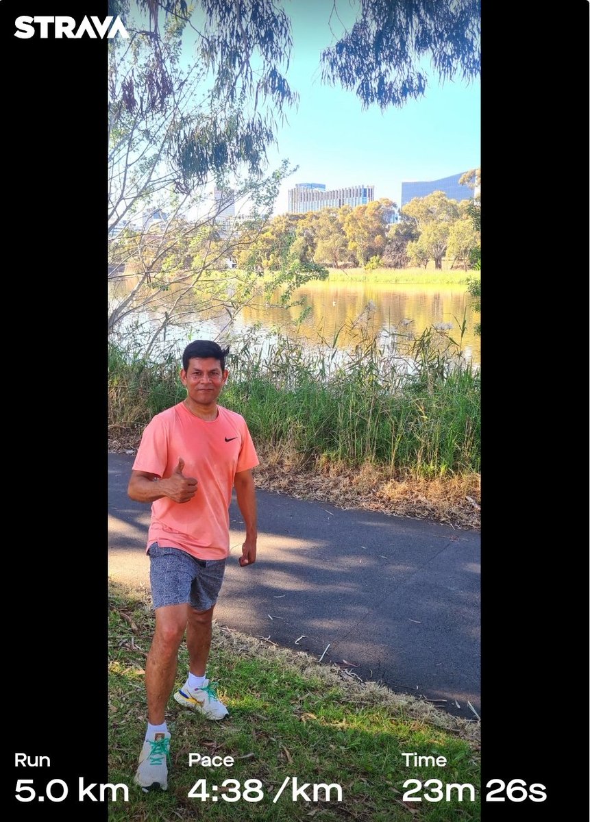 TripurariRai's tweet photo. 46/2023 Run: 5.0 km in 23.26 minutes 🏃‍♂️🏃‍♂️

#asics #outdoors #Run #runningmanlive #strava #RunningMan #runon #run2023 #running #outdoors
#parkrun #Adelaide https://t.co/IL8UIOpoIo