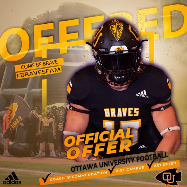 Thank you  <a href="/OttawaBravesFB/">Ottawa Braves Football</a> @CoachJonesOU  for an offer to play football at the next level.
