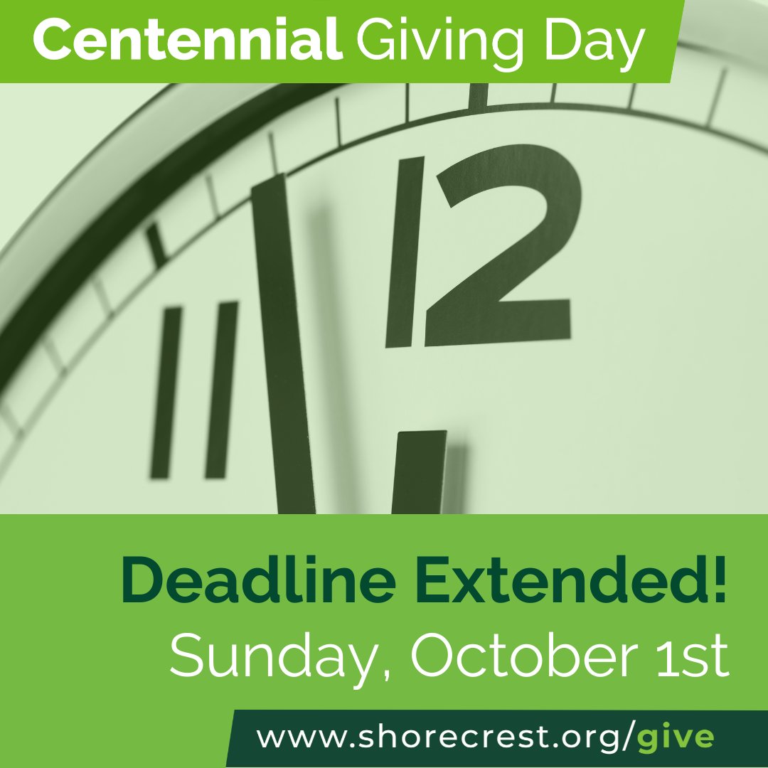 THANK YOU #Shorecrest community for supporting Centennial Giving Day! There is still time to be a part of #Shorecrest100 history and help reach or exceed our #ShorecrestFund Giving Day goal of $300,000. Make a gift online at shorecrest.org/give before midnight Sunday 10/1