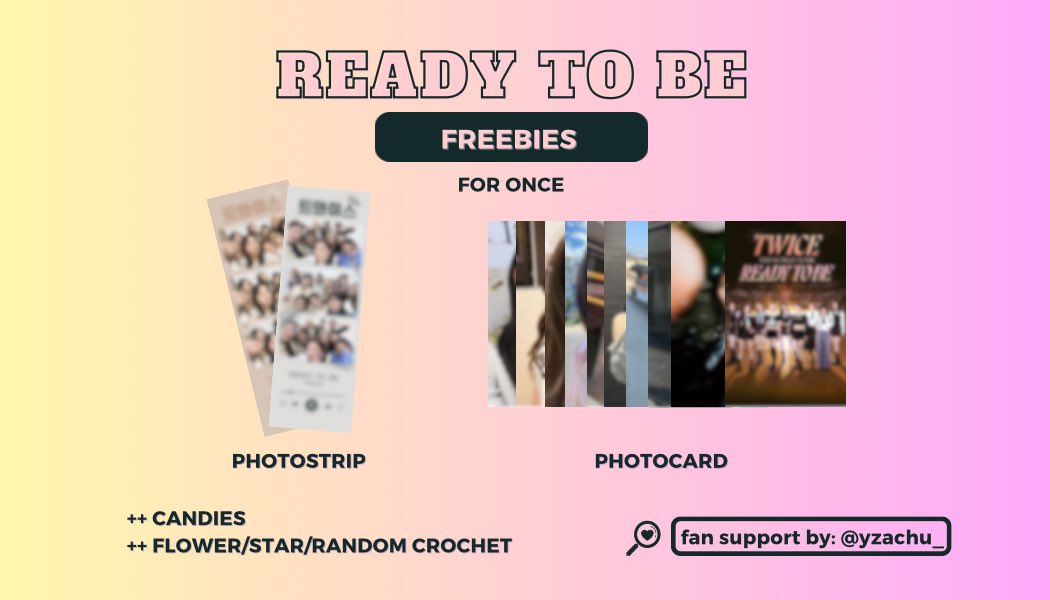 yzachu_'s tweet photo. #TWICE_5TH_WORLD_TOUR_BULACAN freebies 
— a mini fan support by @yzachu_ 💋

♡ follow me for updates
♡ rt &amp; like this tweet
♡ show proof on d-day
♡ limited quantity (1:1)
♡ For team concert and team labas

see you!!! 💗 

#READYTOBE_IN_BULACAN #TWICE https://t.co/6y2JntGsQ6