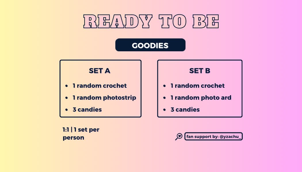 yzachu_'s tweet photo. #TWICE_5TH_WORLD_TOUR_BULACAN freebies 
— a mini fan support by @yzachu_ 💋

♡ follow me for updates
♡ rt &amp; like this tweet
♡ show proof on d-day
♡ limited quantity (1:1)
♡ For team concert and team labas

see you!!! 💗 

#READYTOBE_IN_BULACAN #TWICE https://t.co/6y2JntGsQ6