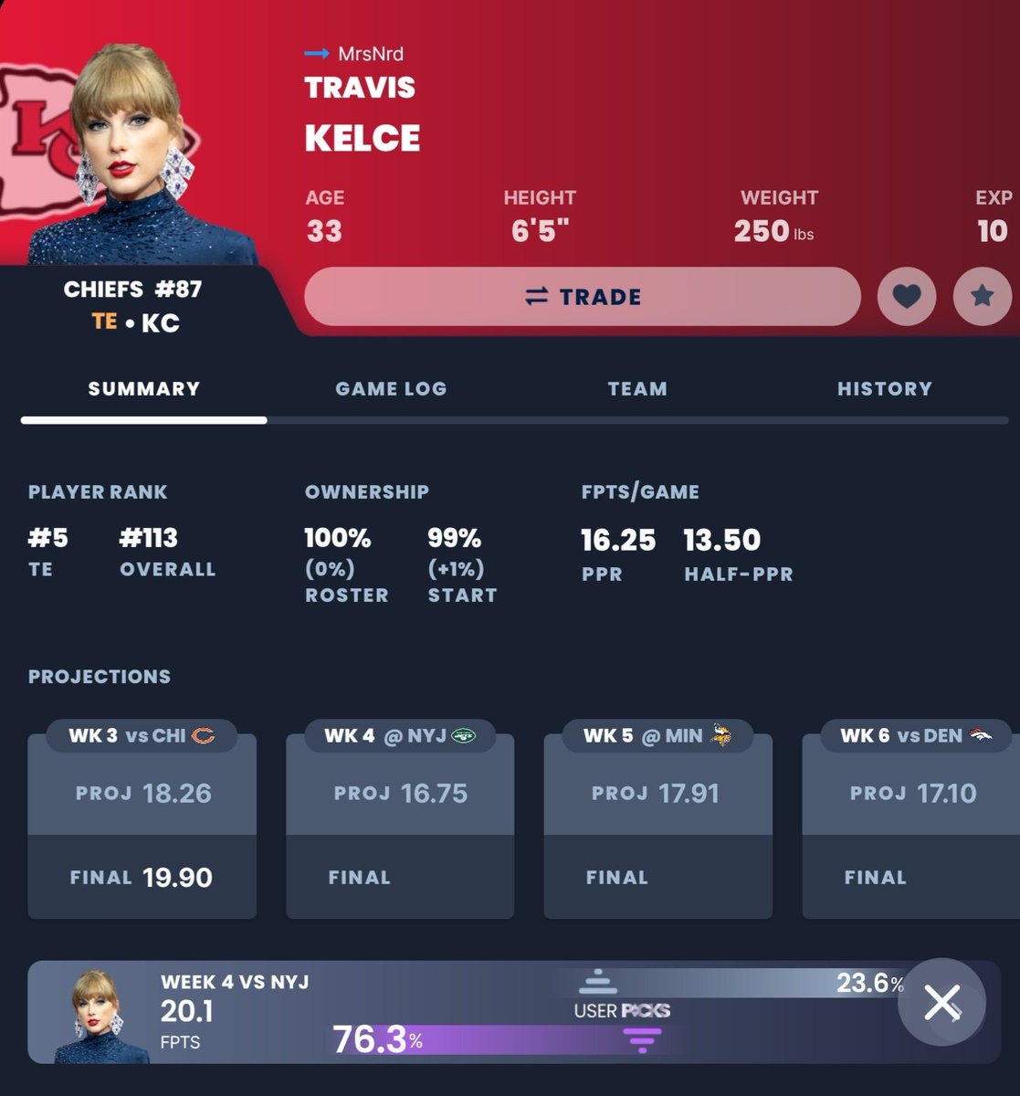 nrdpmp's tweet photo. Dang someone trolling at #sleeper. Great update!
.
#nfl #TravisKelce #TaylorSwift #GMFB https://t.co/l4za0NGitH