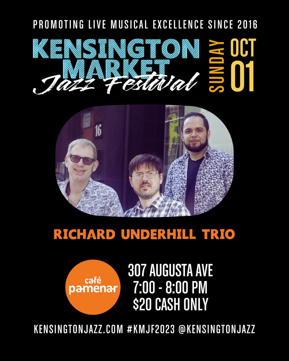 So very great to jam with @HeavyweightsBB today in Kensington Market! There’s amazing local talent ALL weekend at the @kensingtonjazz festival! Demon @RichUnderhill performs Sunday at 7pm at @cafepamenar