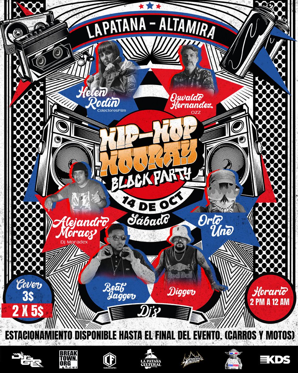 ColectoresFilm's tweet photo. Hip-Hop Hooray edición especial "Block Party" 👐🏼
Después de un leve Receso, venimos a lo grande! Conversatorio cultura Hip-Hop + Block Party 🥳

Nos vemos este próximo Sábado, 14 de octubre. A partir de las 2:00pm en La Patana Cultural, Altamira. 

🔹Cover: 3$ o 2x5$

+info: DM https://t.co/20dNxpqscd