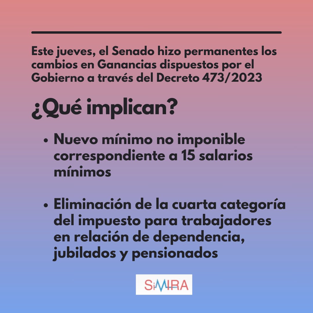 SimiraSindicato's tweet photo. CAMBIOS EN EL IMPUESTO A LAS GANANCIAS

Les compartimos algunos detalles sobre las nuevas medidas del Gobierno que afectan a los trabajadores: https://t.co/DkMeeGrsVQ