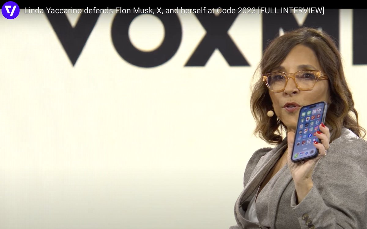 briansolis's tweet image. This week, at #code23 by @voxmedia, X (formerly Twitter) CEO Linda Yaccarino engaged in a fireside chat with @CNBC's @JBoorstin. 
At one point, she flashed her phone (revealing her home screen) to the audience. 
I see Instagram. I see Facebook. 🤔 It's more about what I don't…