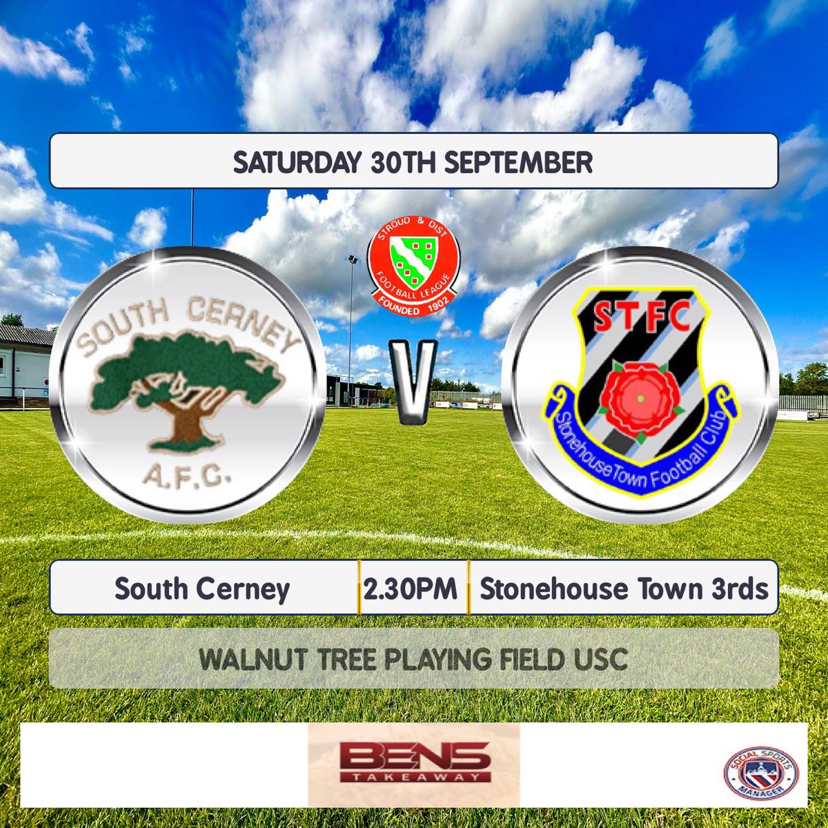 Stonehouse Town FC (@stonehouse_town) on Twitter photo 🄶🄰🄼🄴 🄳🄰🅈!!!
⚽️ <a href="/CerneyFc/">South Cerney A.F.C</a> V Stonehouse Town 3rds
📍 Walnut Tree Playing Fields Upper South Cerney
🕰️ Saturday - 2.30pm KO
⚫️⚪️⚫️⚪️
<a href="/Stroud_League/">Stroud & District Football League</a> 🄶🄰🄼🄴 🄳🄰🅈!!!
⚽️ <a href="/CerneyFc/">South Cerney A.F.C</a> V Stonehouse Town 3rds
📍 Walnut Tree Playing Fields Upper South Cerney
🕰️ Saturday - 2.30pm KO
⚫️⚪️⚫️⚪️
<a href="/Stroud_League/">Stroud & District Football League</a>