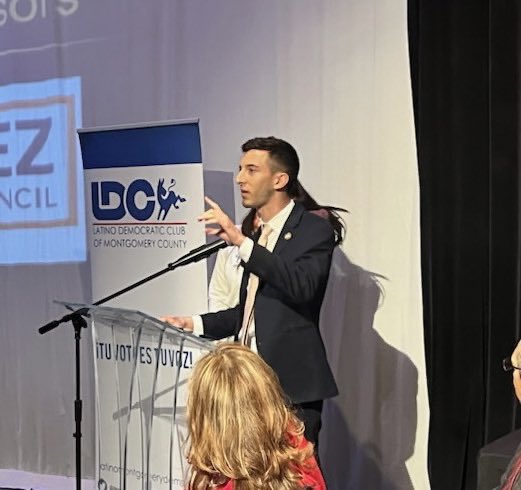 Great to be with the Latino Democrats of Montgomery County tonight, and to join LDC Secretary Nicole Rios in presenting the Emerging Leader to Luz Chavez — a DACA recipient leading the fight for Dreamers and organizing to support young undocumented youth in our community and