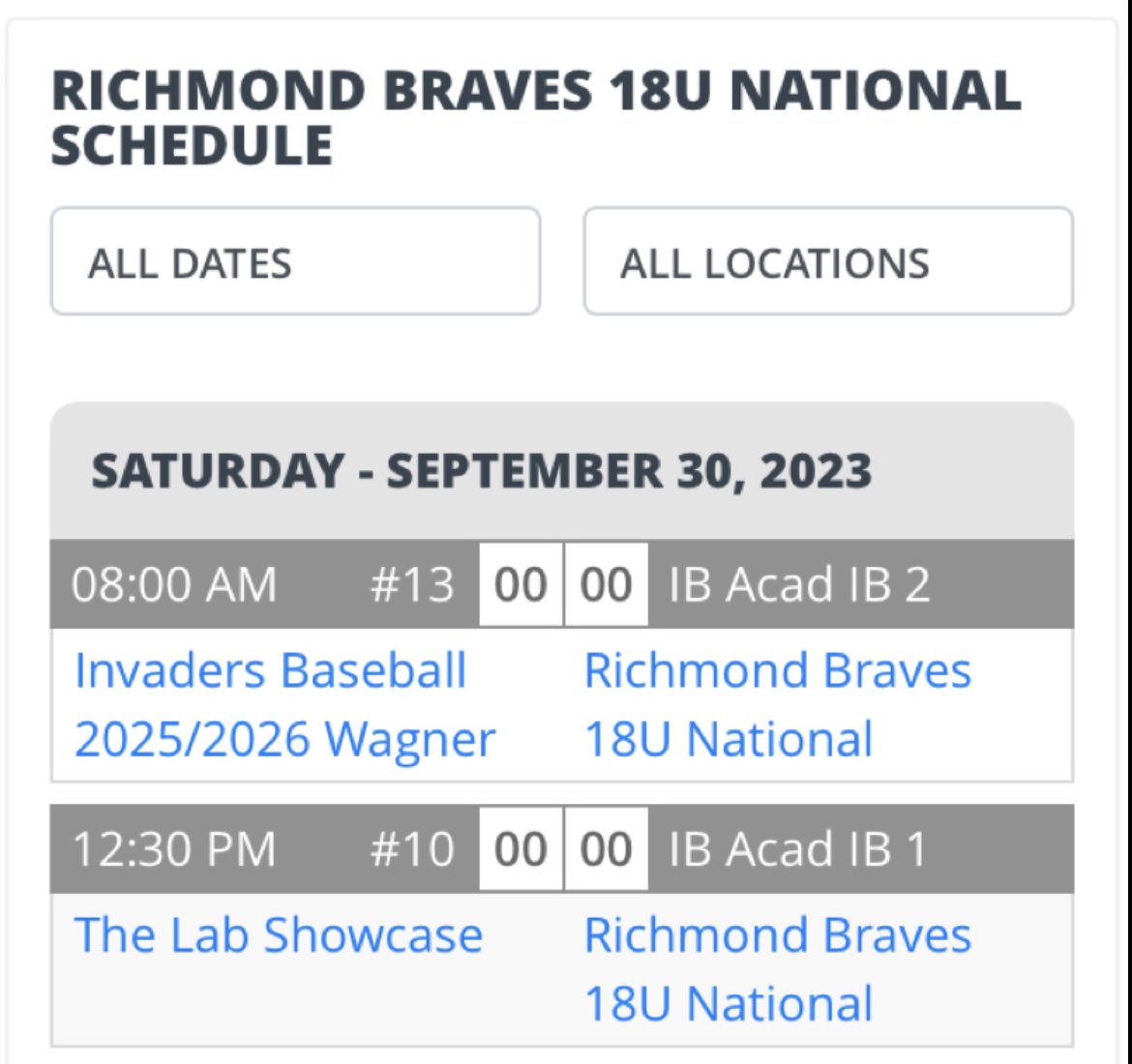 Here’s my schedule. Excited for another weekend to play! 

11400 Iron Bridge Road
Chester, VA 23831