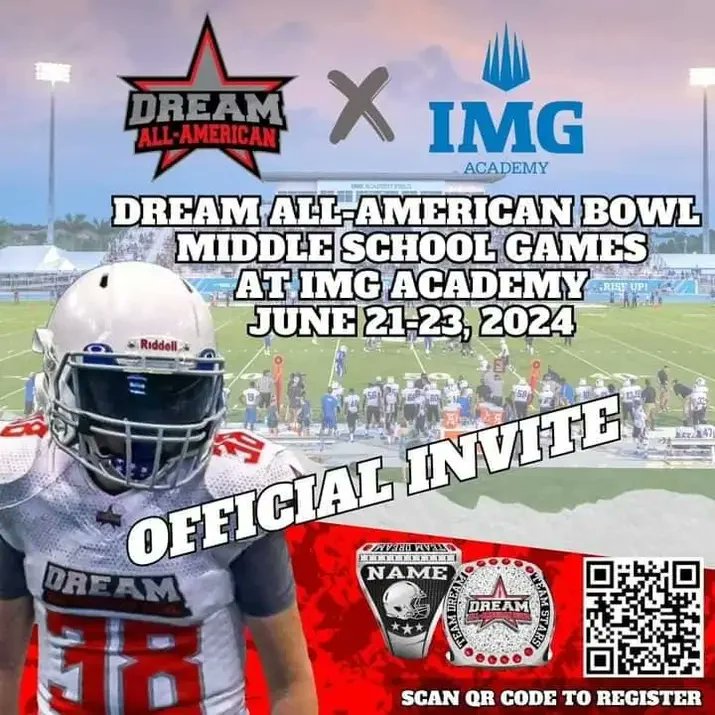 DreamAllStateCA's tweet photo. To all my friends and family in the football world in grades 5-12 we at @dreambowlgame are looking for you. I'm available now to answer questions about our All American game and what we have to offer regarding locations and special player packages. Feel free to DM me. https://t.co/WyXBPXfbXc