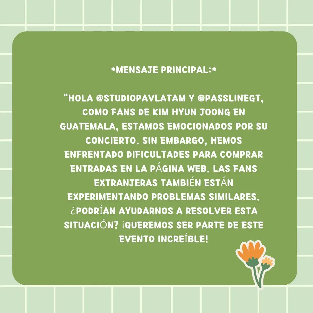 heneciaguatema2's tweet photo. ¿Podrían ayudarnos a resolver esta situación? ¡Queremos ser parte de este evento increíble! Muchas personas aún no cuentan con su entrada 
@studiopav_latam
- #AyudaParaHeneciaGT
- #GuatemalaQuiereEntradas
- #KimHyunJoongEnGuatemala
- #StudioPAVLatam
- #PasslineGT
#Henecia https://t.co/mcahrjaZFl