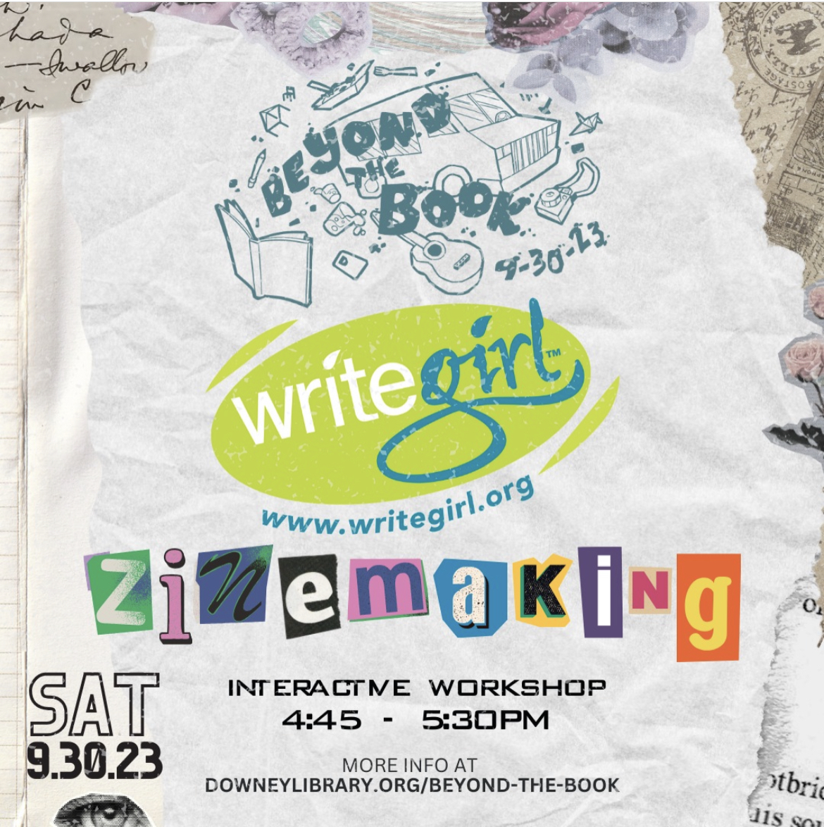 Let’s get creative! Join us this Saturday, Sept. 30th for @DowneyLibrary's Beyond the Book event! We’re running two Zine Workshops (4:45pm - 5:05pm and 5:15pm - 5:35pm). You can also catch us at the Poetry Reading at 4pm. Details: downeylibrary.org/beyond-the-book
