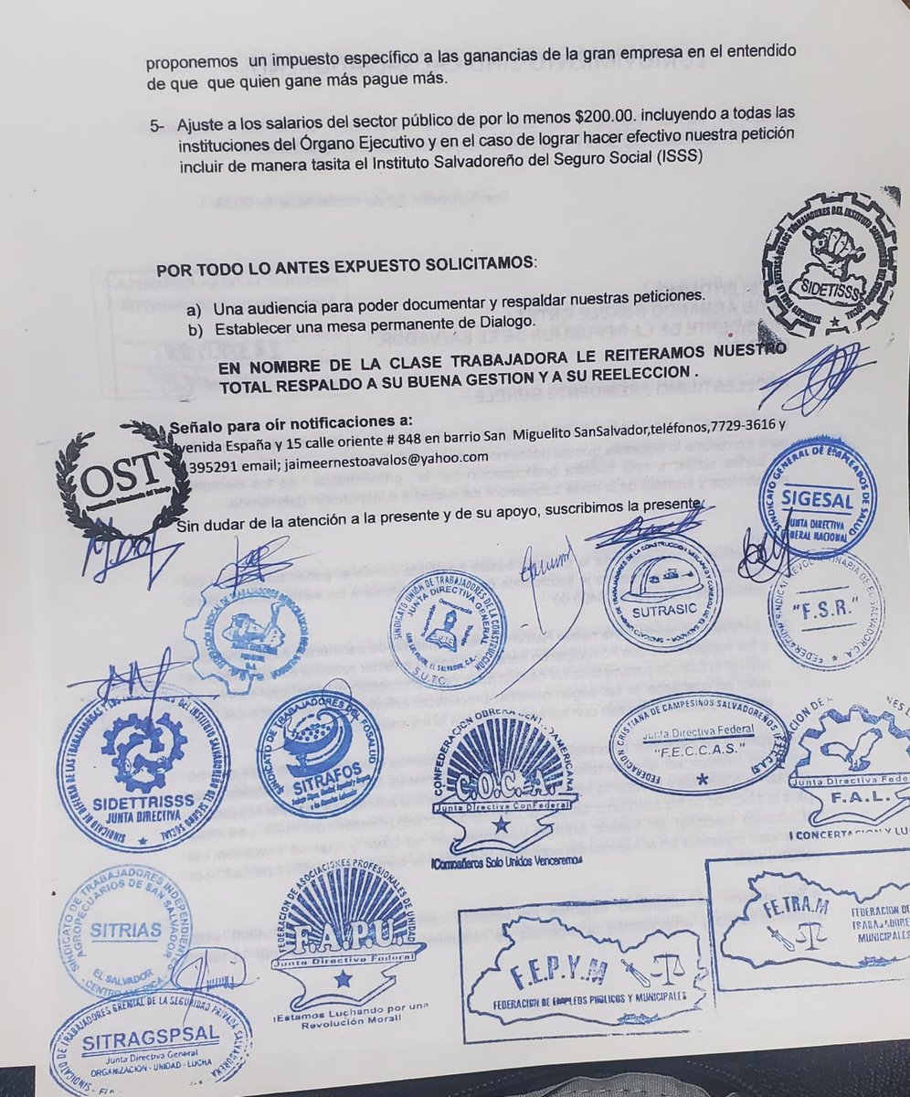 Planteamiento dado como movimiento sindical ante la crisis económica y social del pueblo, así como la problemática que aqueja a los trabajadores, por lo que esperamos pronta respuesta de parte del señor presidente <a href="/nayibbukele/">Nayib Bukele</a> 🇸🇻