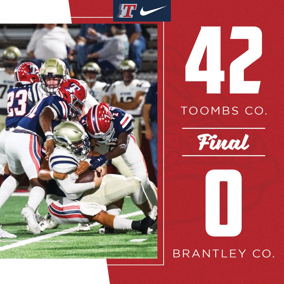 ToombsDogs's tweet photo. DAWGS on TOP!

Toombs County 42
Brantley County 0

#GoDogs #BeADOG #donuts🍩

@TheBigGuyWJCL @912Sports @WTOCJake @GPBsports @AJCclassAAblog @AmyZimmerWJCL @SEGAInTheGame https://t.co/ewyCi5FTp7