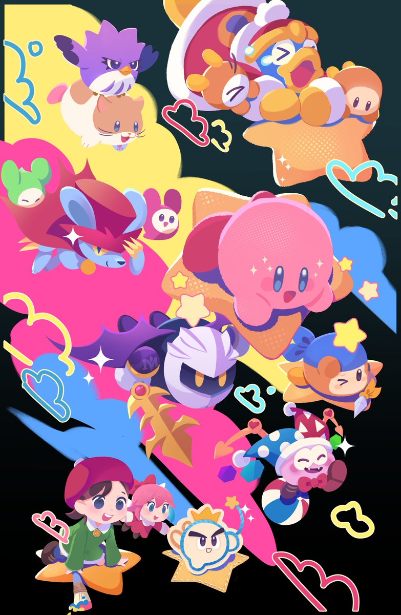 カービィ ,メタナイト 「Kirby and Friends !! 」|Cathbiscuits @ Kawaiikonのイラスト