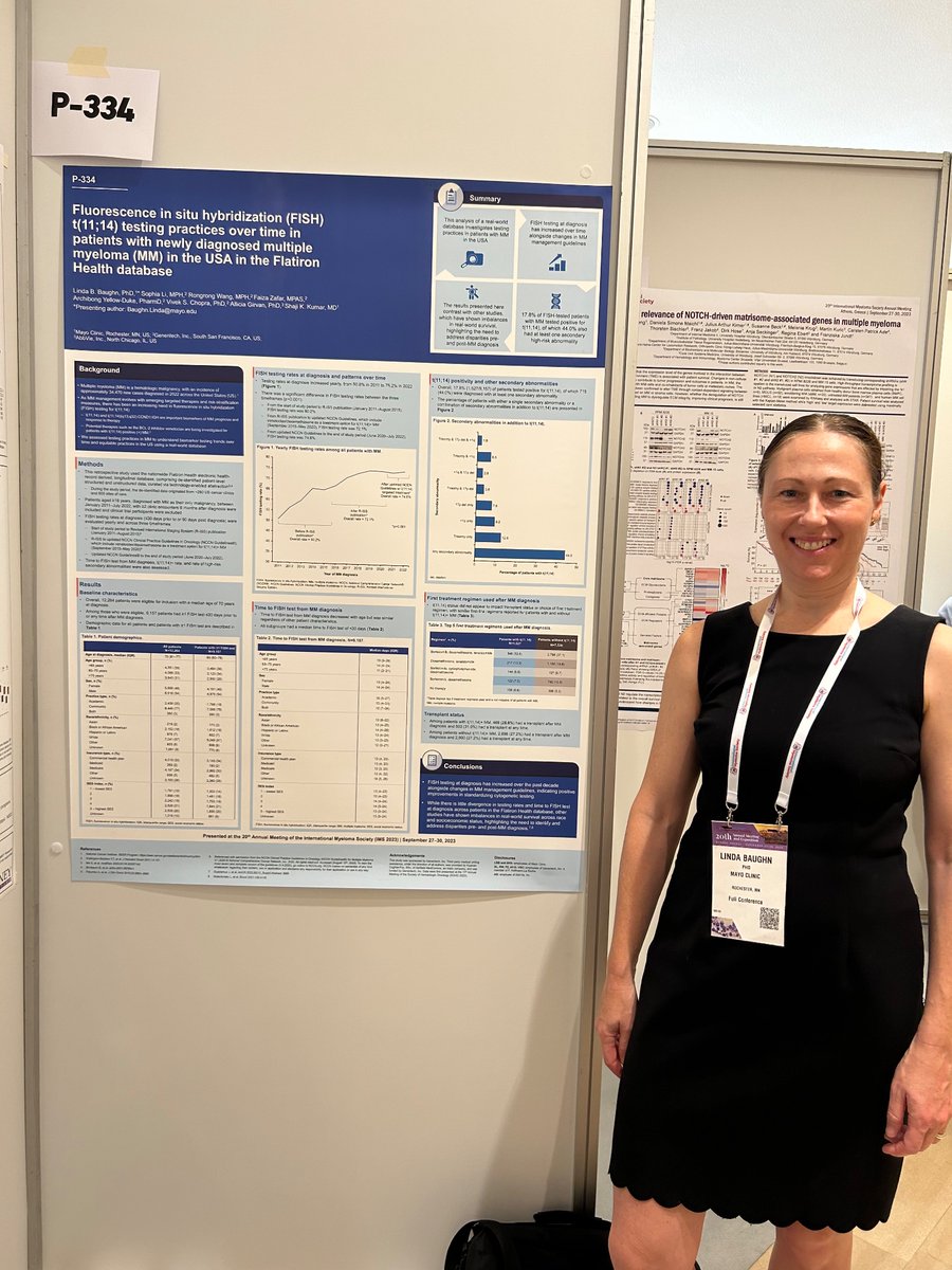 Linda B. Baughn (@lbaughn) on Twitter photo Thank you #IMS23 for giving us a chance to present our SNP rs9344 and t(11;14) FISH testing studies. Great to catch up with colleagues in person, initiate new collaborative opportunities and learn about advances in myeloma treatment. <a href="/MayoMyeloma/">Mayo Myeloma</a> Thank you #IMS23 for giving us a chance to present our SNP rs9344 and t(11;14) FISH testing studies. Great to catch up with colleagues in person, initiate new collaborative opportunities and learn about advances in myeloma treatment. <a href="/MayoMyeloma/">Mayo Myeloma</a>