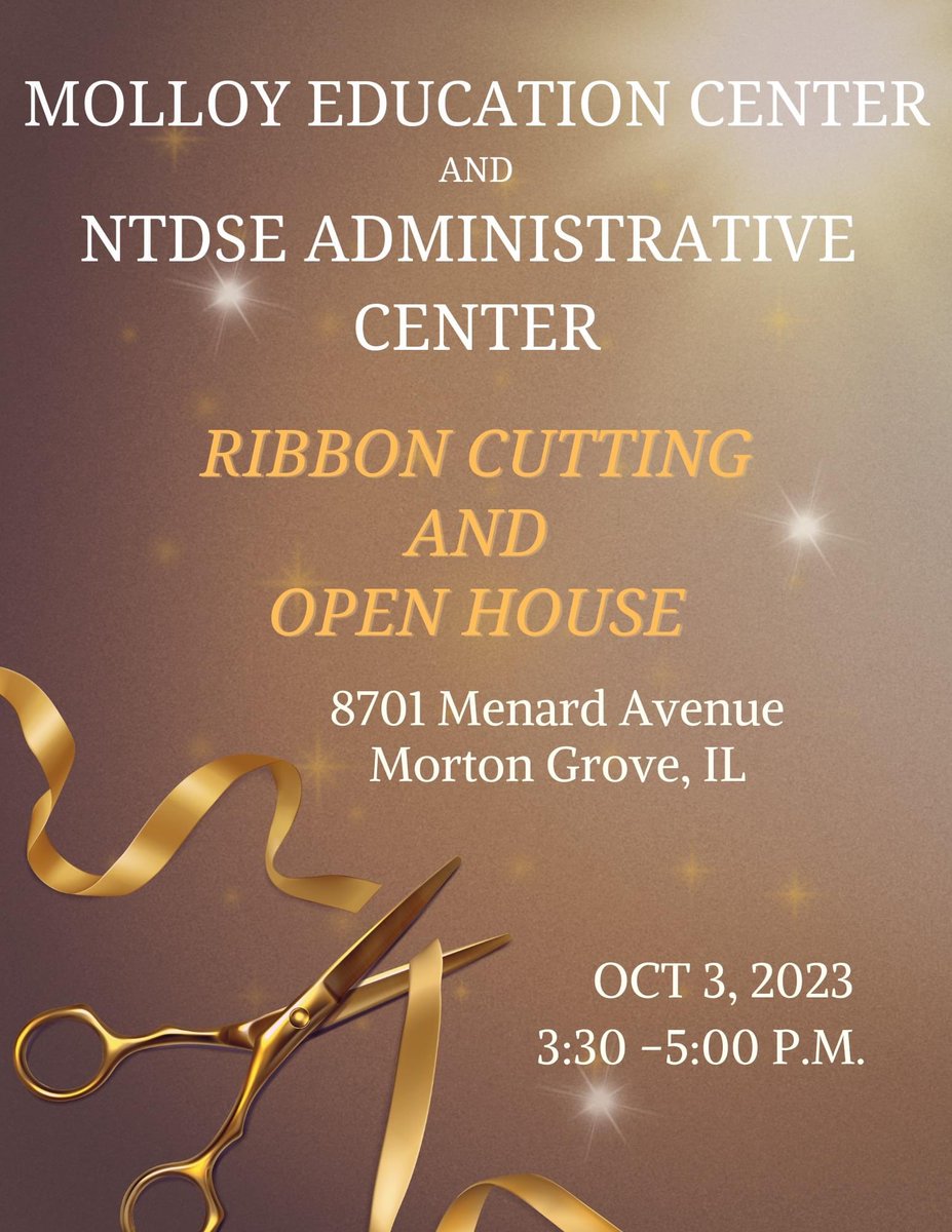 NTDSE's tweet photo. Ribbon Cutting and Open House
Come celebrate the addition and renovation of the Molloy Education Center and the NTDSE Administrative Offices. #NTDSEmpowers
When: Tuesday, October 3, 2023
Time: 3:30 - 5:00 PM
Please click to RSVP https://t.co/HL7TMexJMW https://t.co/znjh9rf87U