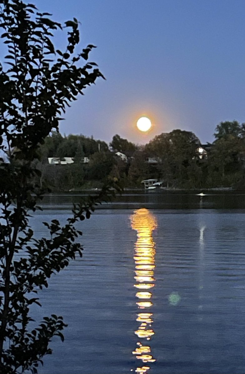 Harvest Moon over Red Willow Lake. #NDautumn #fullmoon