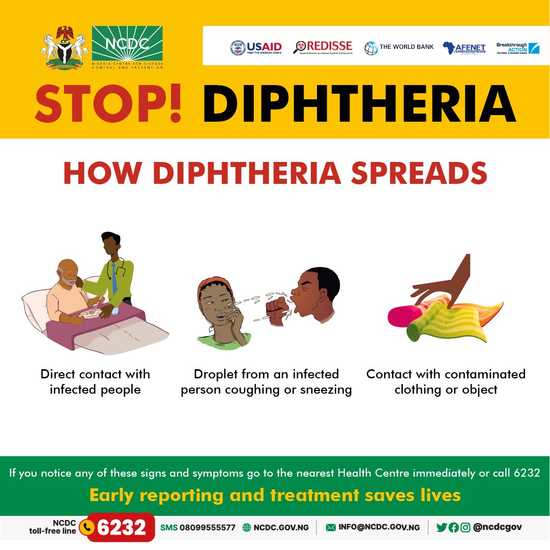 Diphtheria is a serious infection caused by strains of bacteria called 
Corynebacterium diphtheriae. The infection can lead to difficulty in breathing, heart rhythm problems and even death. 

It is highly recommended that infants, teens, children, and even adults are vaccinated
