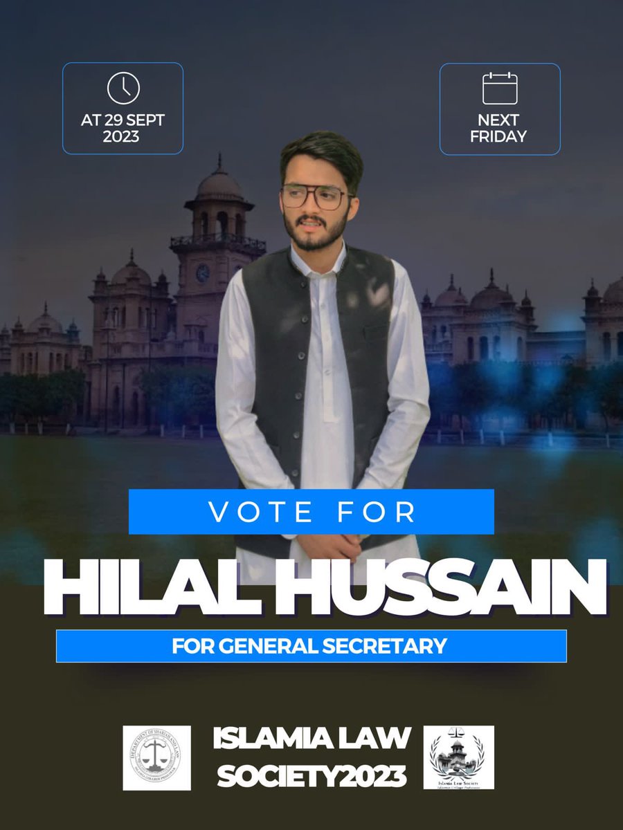 kashifh55's tweet photo. Vote @Hilalkhan733 
Candidate for the seat of general secretary 
Glorious victory coming ahead InshaAllah https://t.co/vYnm2uqCZh