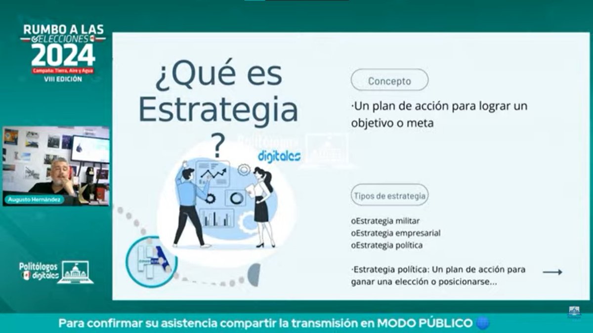 RumboAEleccion's tweet photo. 💬 "La única forma de combatir a los Simuladores, es con una estrategia general" @augusto_her 🇲🇽

VIII Seminario Internacional Rumbo a las #Elecciones2024MX 🗳 🇲🇽

@PolitologosD @CanalPolDig
#Elecciones2024 #RumboMx https://t.co/6F7T9SdvsE