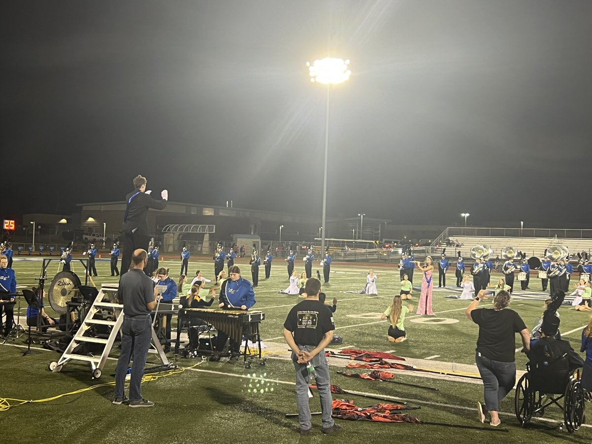 The 2023 homecoming king and queen looking sharp while they help the band perform after the game. <a href="/GEHSBlazers/">Gardner Edgerton High School</a> <a href="/BlazersStuCo/">GEHS STUCO</a> <a href="/GEHS_band/">GEHS Band</a> <a href="/blazerbandbstrs/">Blazer Band Boosters</a>