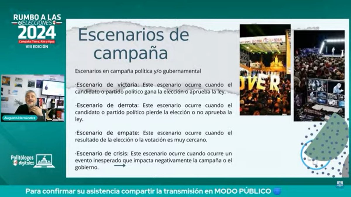 RumboAEleccion's tweet photo. 💬 "Para cada escenario de campaña, hay estrategias específicas qué deben ejecutarse" @augusto_her 🇲🇽

VIII Seminario Internacional Rumbo a las #Elecciones2024MX 🗳 🇲🇽

@PolitologosD @CanalPolDig
#Elecciones2024 #RumboMx https://t.co/XkaVUVvQw5