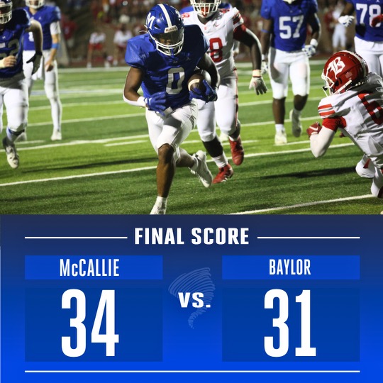 McCallie Athletics (@mccalliesports) on Twitter photo What a game! <a href="/McCallieFB/">McCallie Football</a> outscores Baylor 15-10 in the second half, taking advantage of two Red Raider turnovers. Ja'Von McMahan scored two touchdowns; Carson Lawrence had two interceptions. St. Hilaire to Leclair with a huge 80-yard TD strike also proved crucial. #GoBigBlue What a game! <a href="/McCallieFB/">McCallie Football</a> outscores Baylor 15-10 in the second half, taking advantage of two Red Raider turnovers. Ja'Von McMahan scored two touchdowns; Carson Lawrence had two interceptions. St. Hilaire to Leclair with a huge 80-yard TD strike also proved crucial. #GoBigBlue