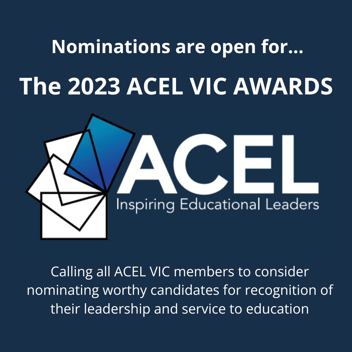 📢Nominations are now open for the 2023 <a href="/acelaustralia/">ACEL</a> State Awards! 
Nominations close October 20. 
Recognising the incredible work of Victorian educators
🔗acel.org.au/ACEL/ACELWEB/B…
