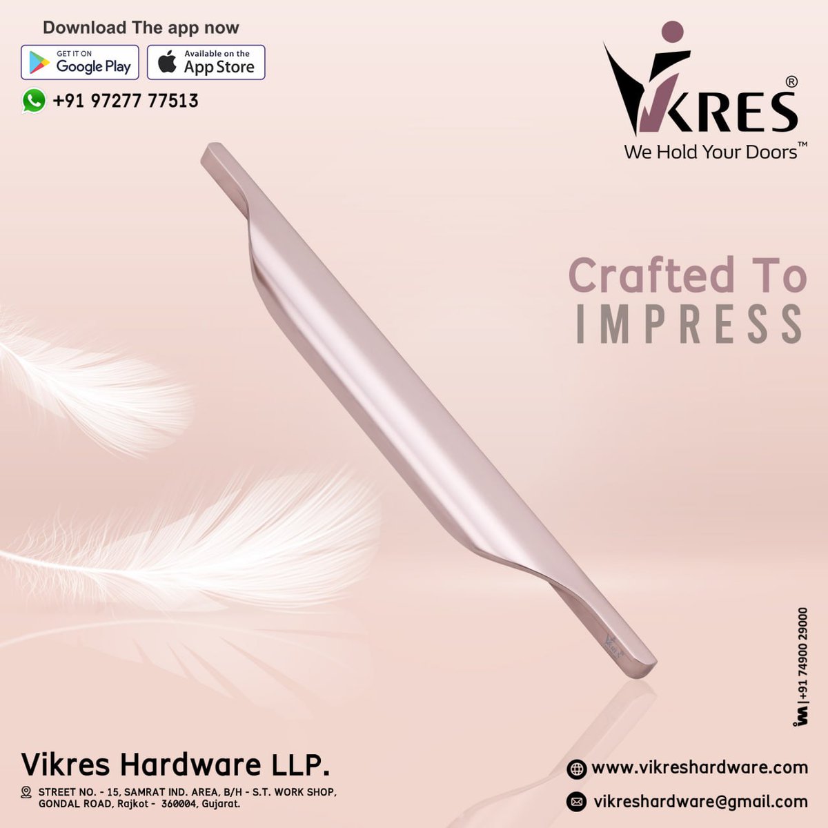 ibais_hardware's tweet photo. VIKRES HARDWARE LLP. - RAJKOT
For enquiry via WhatsApp click:
https://t.co/9j6UvKelCl
Mr. Deep Vadukiya - 97277 77513
#doorprofilehandle #concealhandle #concealhardware #doorconcealhandle #dooraccessories #handles #clothhanger #handleinterior
.
@IBAISMEDIA https://t.co/i8wwnp6PUK