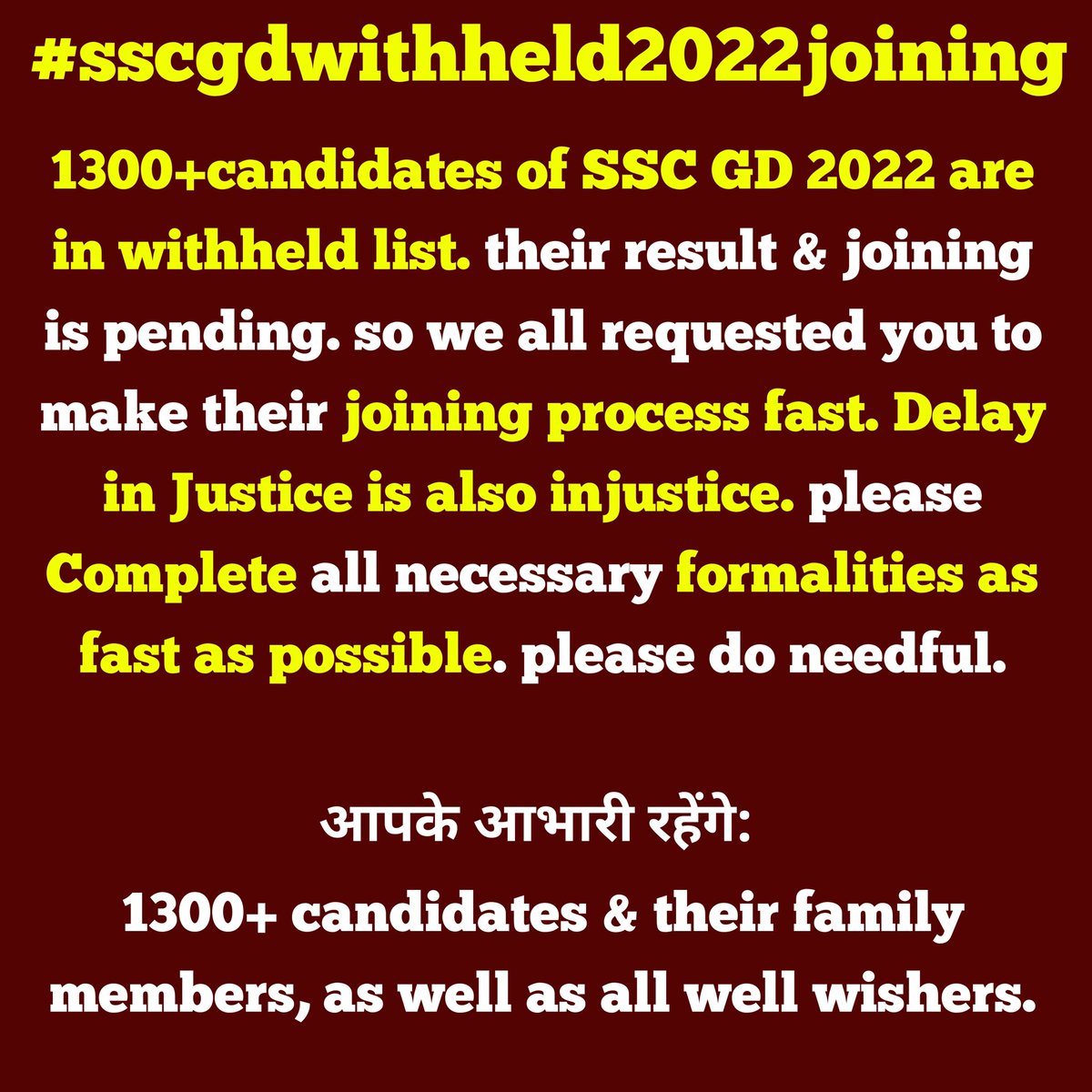 Ranbir_Crpf's tweet photo. उम्मीद कि @sscchief  withheld उम्मीदवारों के डोजियर्स शिघ्रता से केंद्रीय अर्धसैनिक बलों के महानिदेशालयों को भेजें ताकि युवाओं को नियुक्ति पत्र के तौर पर दिवाली तोहफा मिले। नोडल एजेंसी कृप्या संज्ञान लें।
#SSCGD_2022_WITHHELD_JOINING https://t.co/I9EtMZZENV